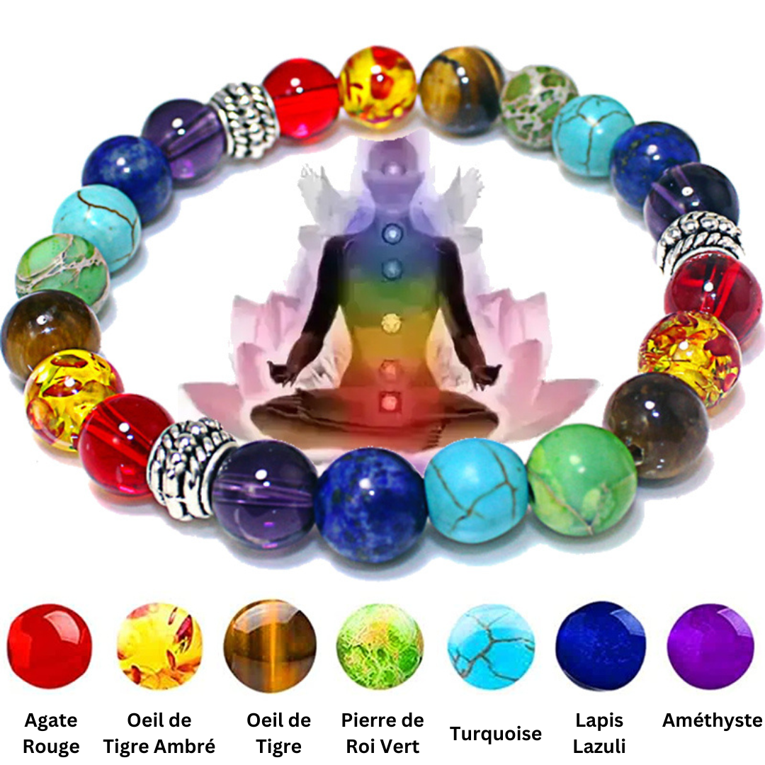 Bracelet d'Harmonisation des Chakras à Sept Pierres