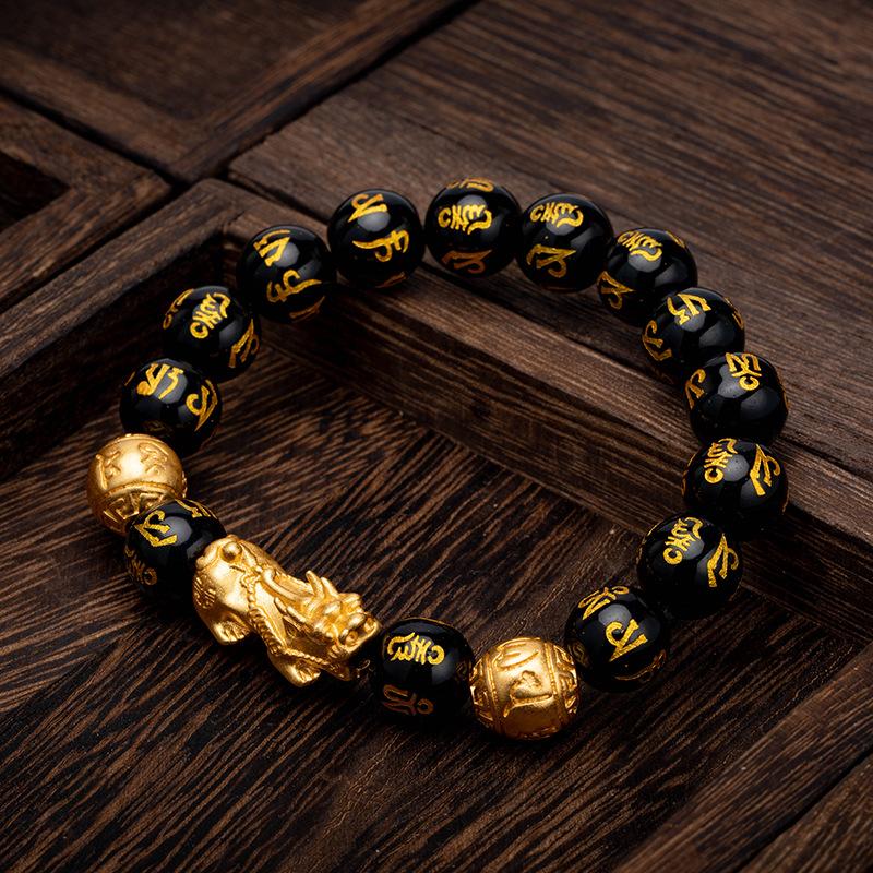 Feng Shui Armband aus schwarzem Obsidian